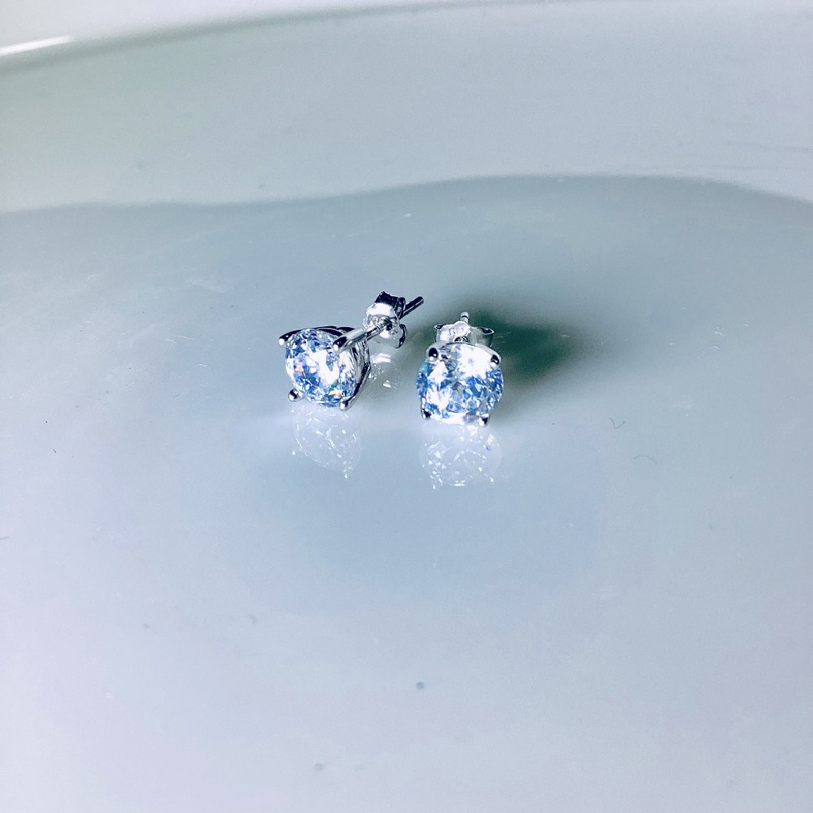 Jacmel Sterling Silver Cz Earrings Signed Jcm Stud